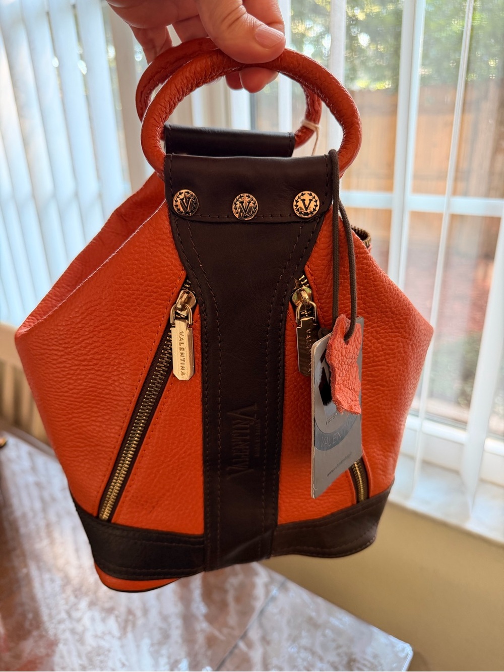 Valentina Italian Leather Bucket Bag – Cognac & Brown